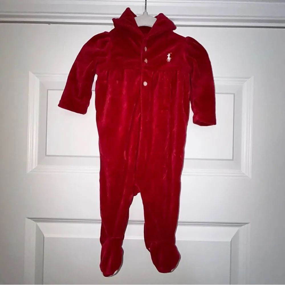 Ralph Lauren Velour One Piece Footed Sleep Wear